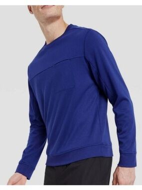 All in Motion Mens Ponte Crewneck Shirt Long Sleeve Royal Indigo Blue Size Small